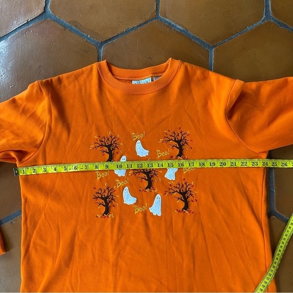 Basic Editions Womens Pullover Sweatshirt Large Orange Pumpkin Halloween Vintage - Picture 6 of 6